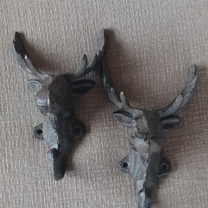Set Of 2 Cast iron Moose Head Hooks